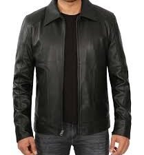 black plain leather jacket